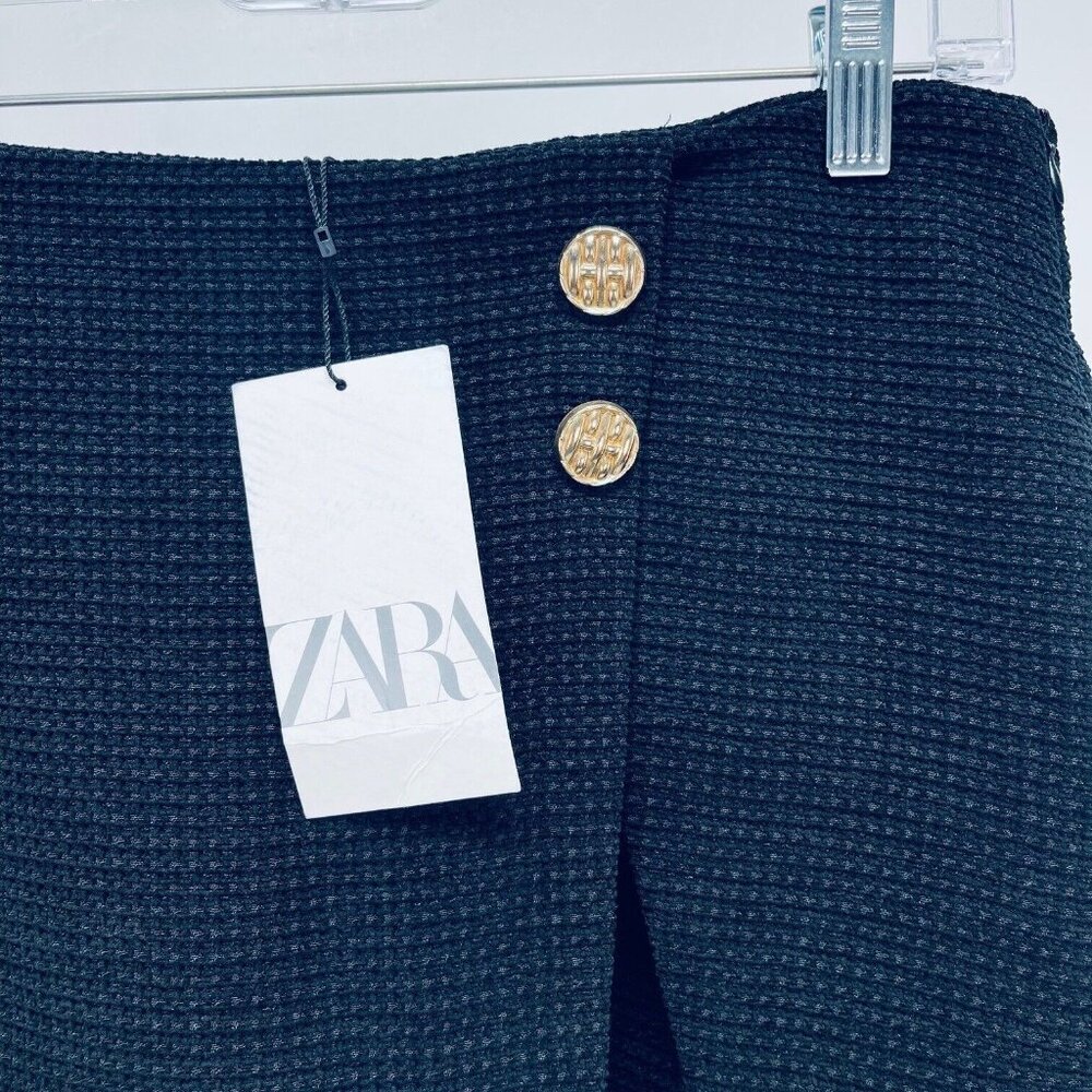 Zara Mini Skirt Size L Women’s Pull On Polyester Black New - Picture 2 of 11